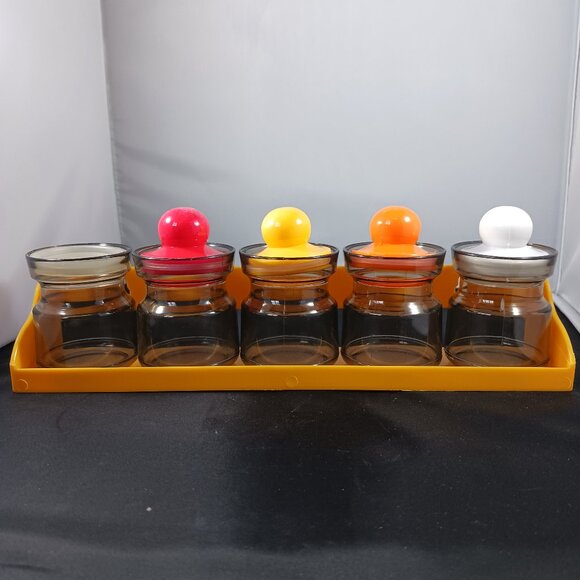 Vintage 1990s Retro All Purpose Storage Jars with Utility Rack - Picture 1 of 13